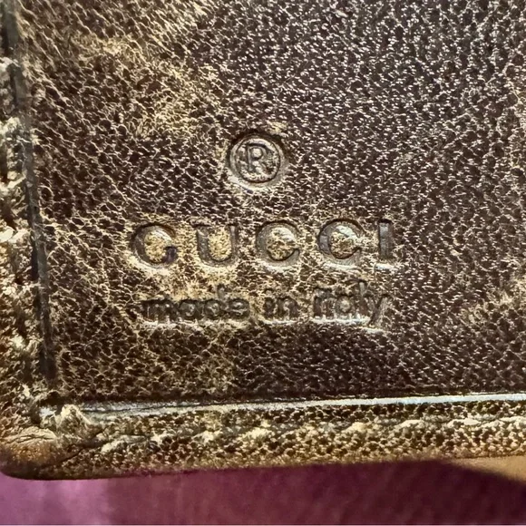 Gucci Vintage Beige/Ebony GG Fabric Piston Long Wallet EUC W/ COA